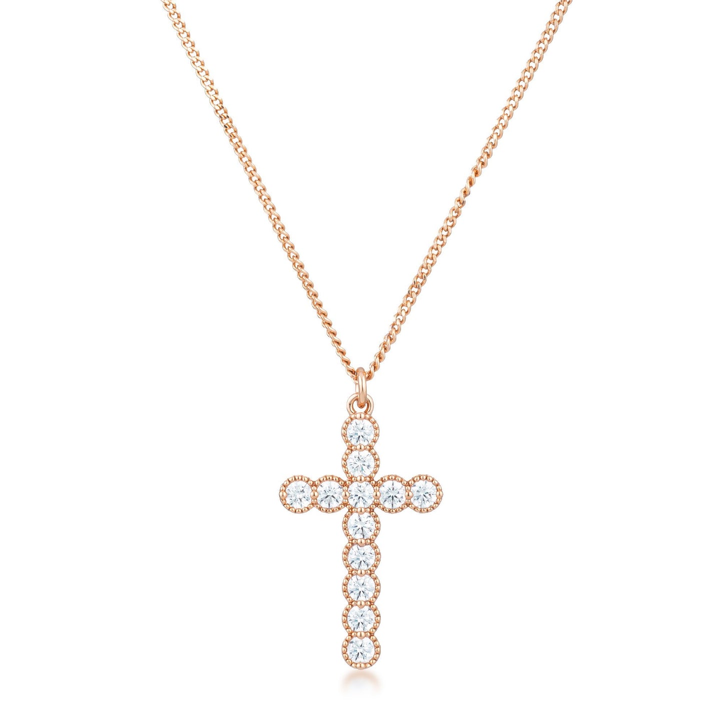 Erin Micro Beaded Silver CZ Cross Pendant