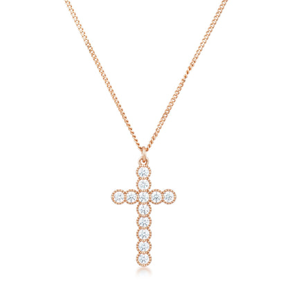 Erin Micro Beaded Silver CZ Cross Pendant