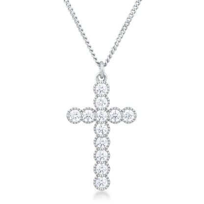 Erin Micro Beaded Gold CZ Cross Pendant