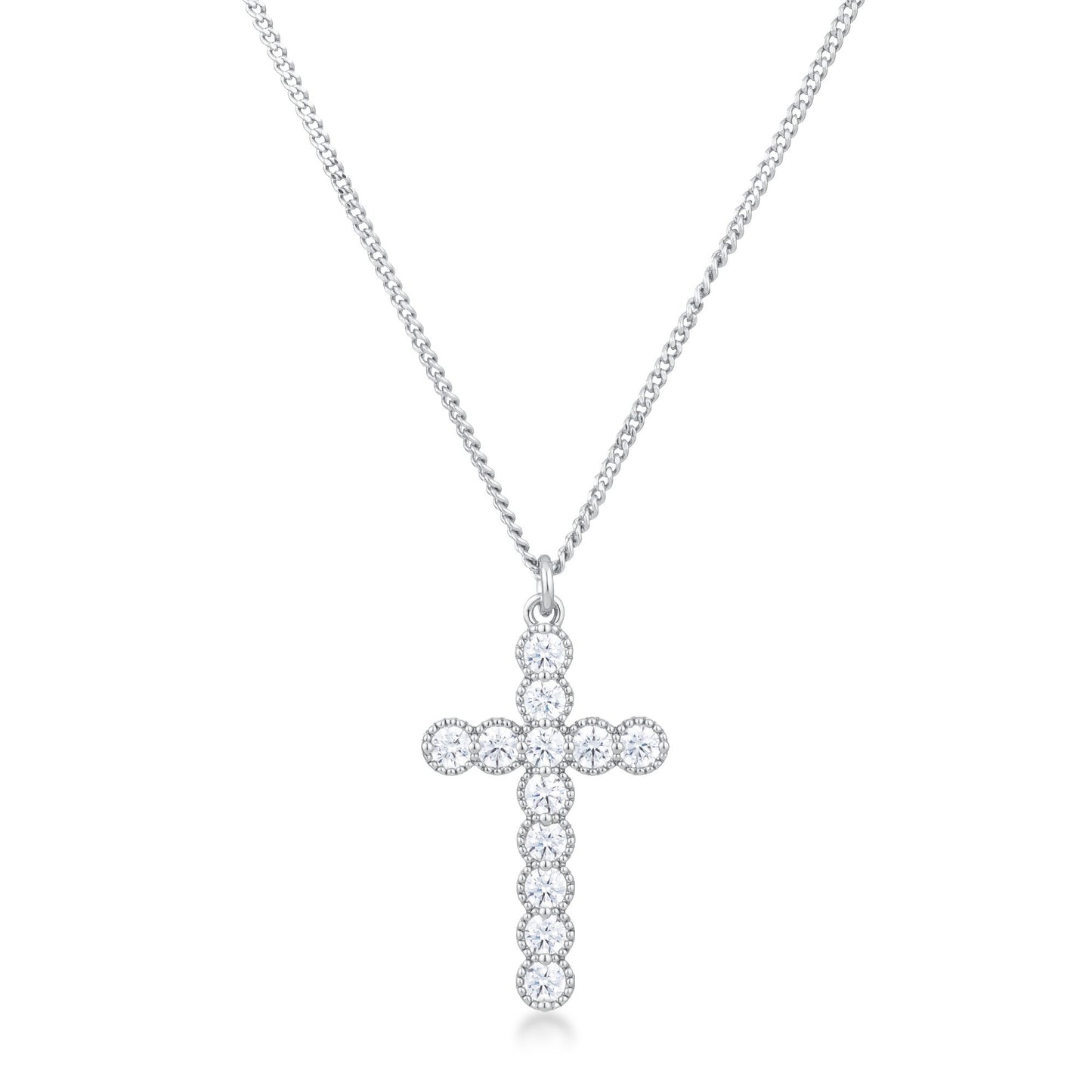 Erin Micro Beaded Rose Gold CZ Cross Pendant