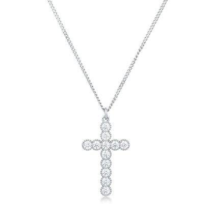 Erin Micro Beaded Rose Gold CZ Cross Pendant