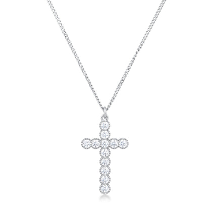 Erin Micro Beaded Gold CZ Cross Pendant