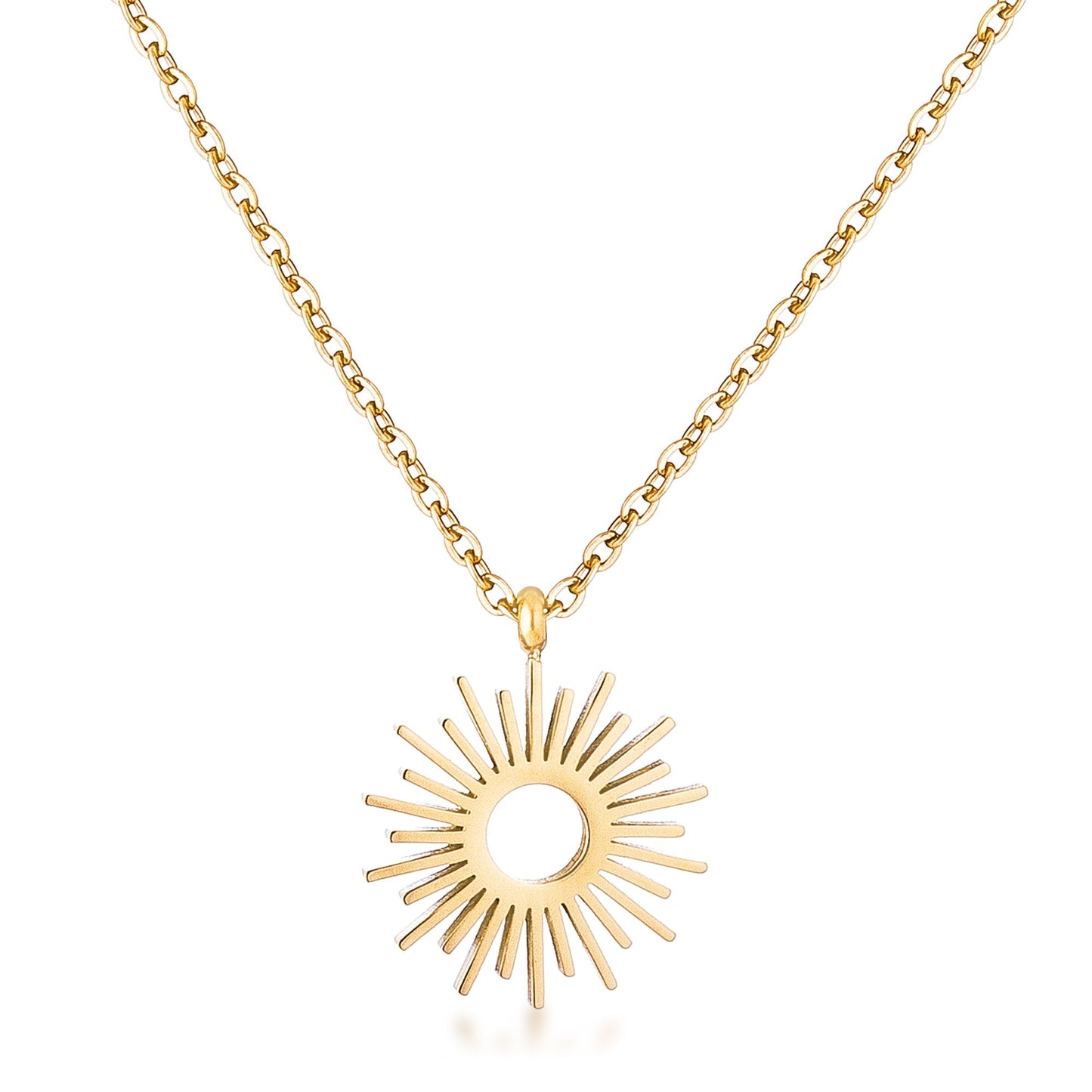 Erma Sunburst Gold Stainless Steel Necklace