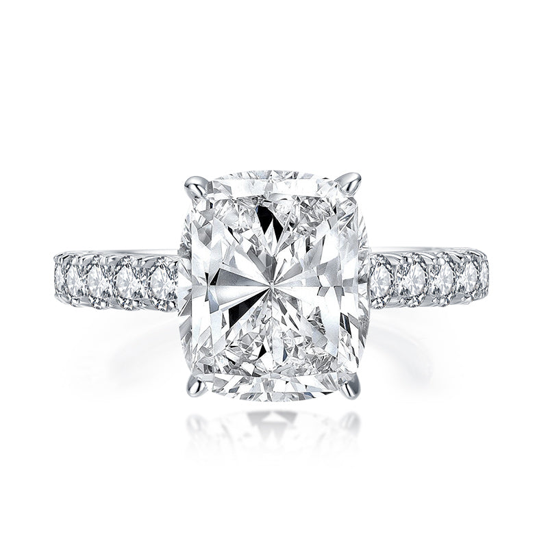 Esmeralda 12x10mm Cushion CZ Engagement Ring | 6.8ct | Sterling Silver