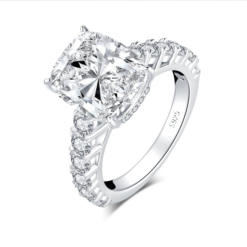 Esmeralda 12x10mm Cushion CZ Engagement Ring | 6.8ct | Sterling Silver