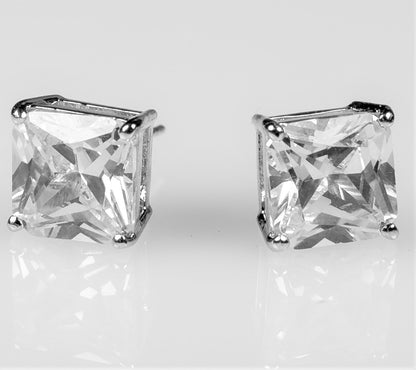 Etta Princess Cut Stud Earrings - 8mm | 2.5ct