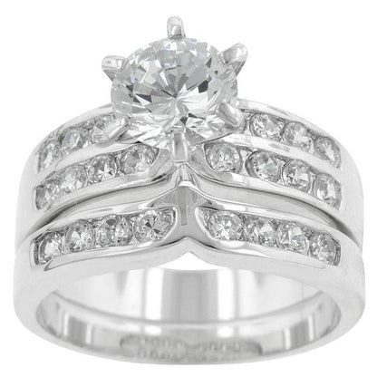 Fatima 1.8ct Round Engagement Wedding Ring Set | 2.5ct