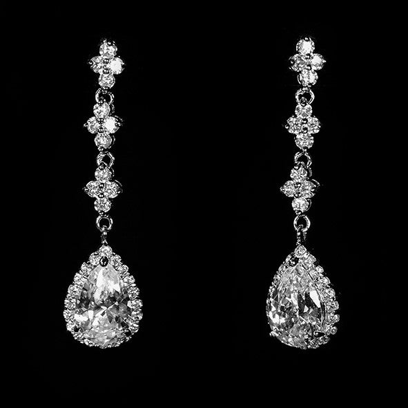 Fiala Pear Drop Halo Earrings | 45mm