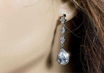 Fiala Pear Drop Halo Earrings | 45mm