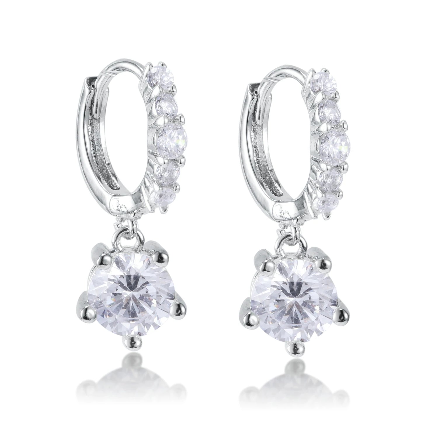 Fion 6mm Round CZ Drop Earrings