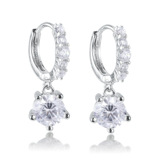 Fion 6mm Round CZ Drop Earrings