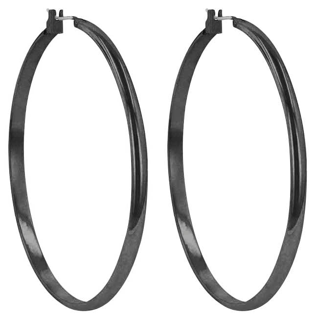 Flavia Black Large Hoop Earrings | 55mm