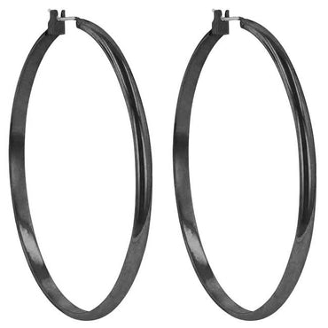 Flavia Black Large Hoop Earrings | 55mm