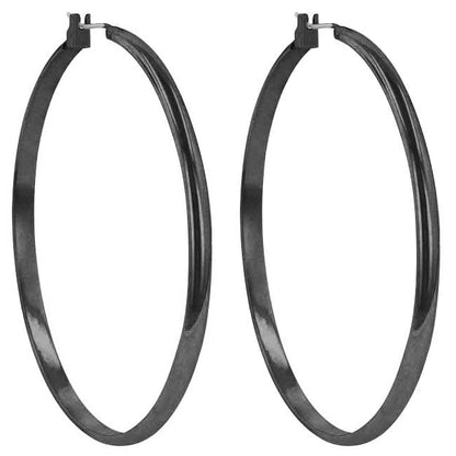 Flavia Black Large Hoop Earrings | 55mm