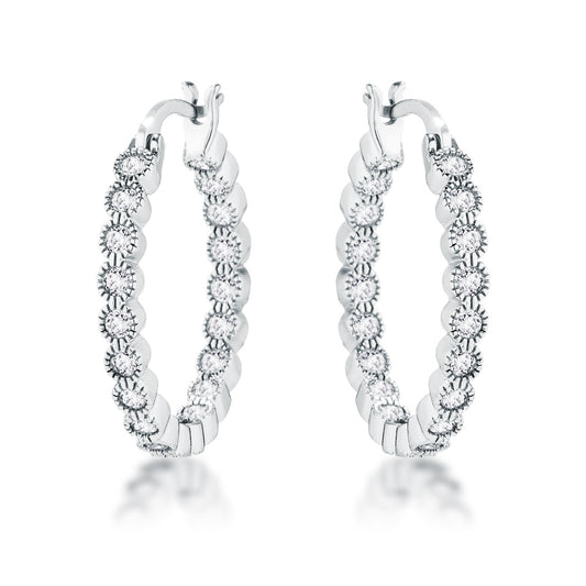 Flo Round CZ Dotted Bezel Hoop Earrings | 0.5ct