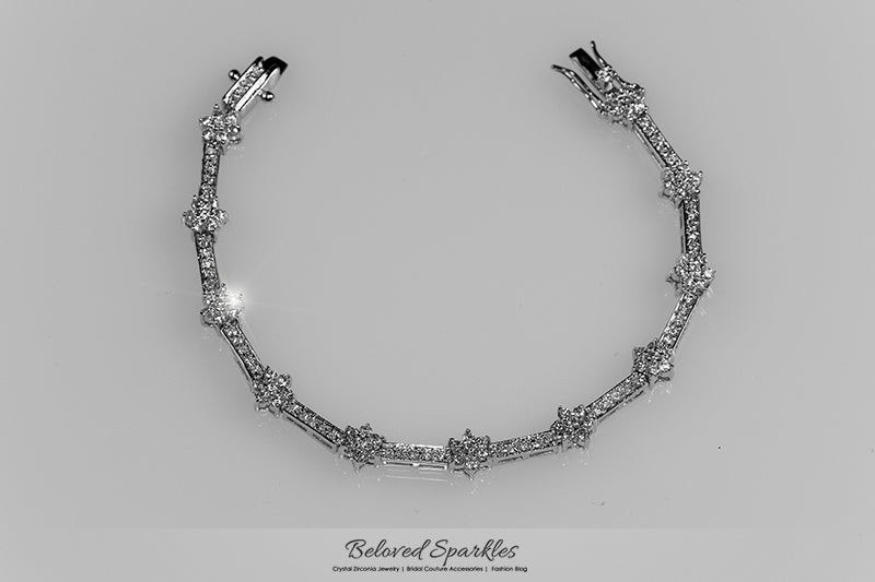 Adeline Floral CZ Tennis Bracelet - 7.25in