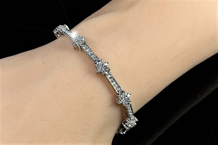 Adeline Floral CZ Tennis Bracelet - 7.25in