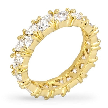 Freya Trillion Cut Eternity Gold Ring | 6ct