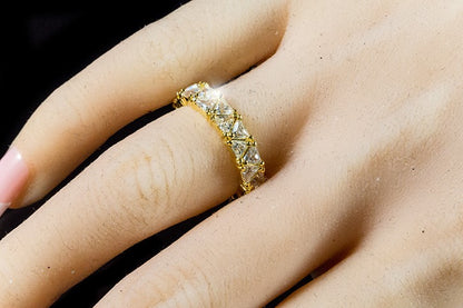 Freya Trillion Cut Eternity Gold Ring | 6ct