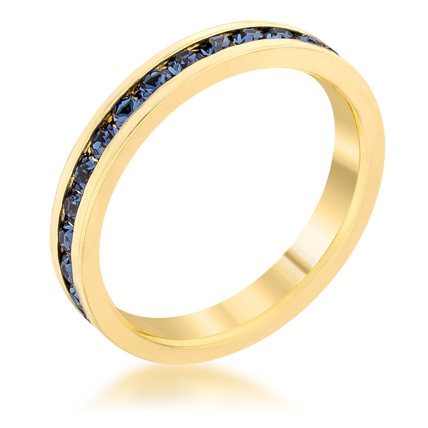 Half Round Studded Band | Mociun 18K Gold / Blue Montana Sapphire