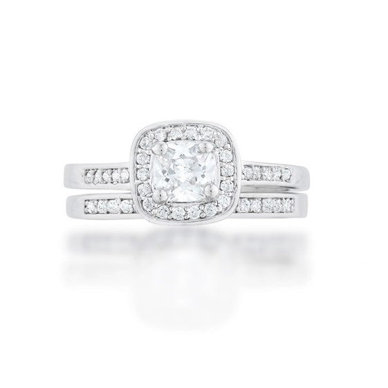 Grable Cushion Halo Engagement Wedding Ring Set | 1.5ct