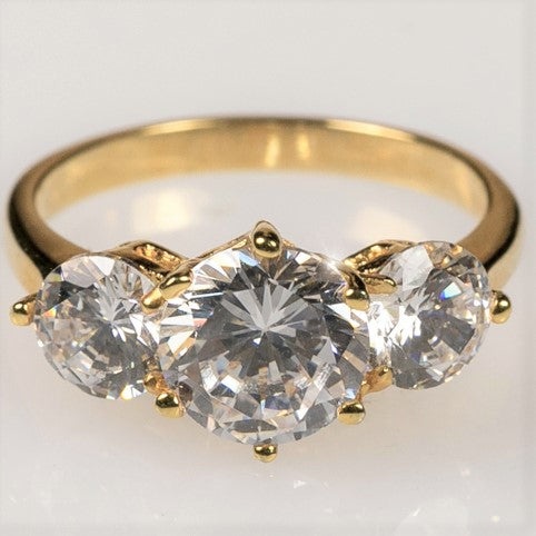 Grania Three Stone Round Cut Engagement Ring | 2.7ct