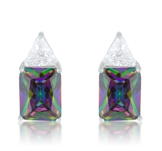 Gretchen Mystic Radiant Cut Stud Earrings | 4ct