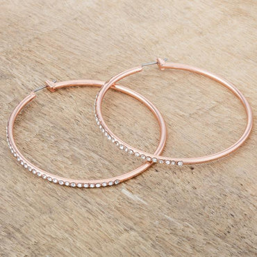 Gwen Large CZ Rose Gold Hoop Earrings