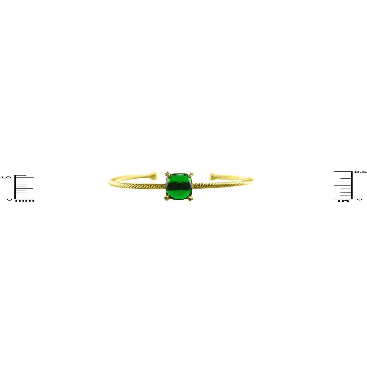 Habbai Emerald CZ Gold Cable Bracelet