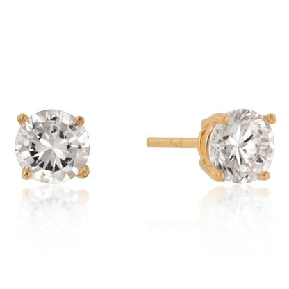 Haley 4mm Round CZ Gold Stud Earrings | 0.25ct | Sterling Silver