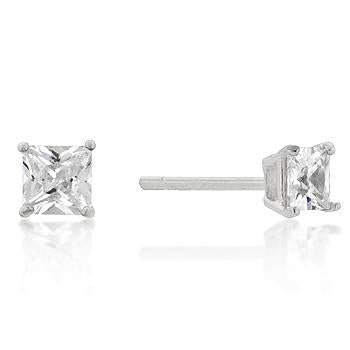 Halen Princess Cut Stud Earrings  –  4mm  | 0.5ct | Sterling Silver