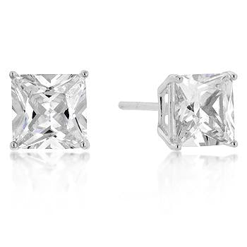 Halsey Princess Cut Stud Earrings – 7mm  | 2ct | Sterling Silver