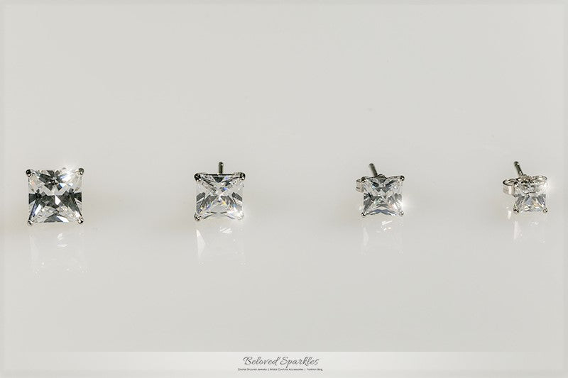 Halsey Princess Cut Stud Earrings – 7mm  | 2ct | Sterling Silver