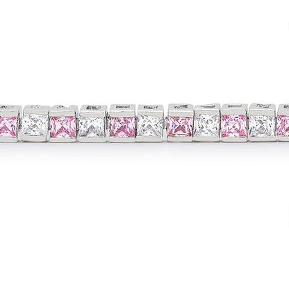 Hana Pink Clear Princess CZ Tennis Bracelet – 6.75in | 11ct