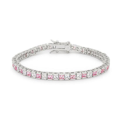 Hana Pink Clear Princess CZ Tennis Bracelet – 6.75in | 11ct