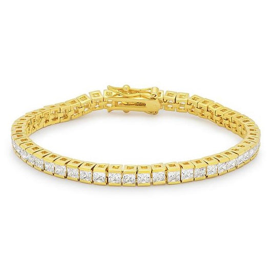 Hana Princess CZ Gold Tennis Bracelet – 7in | 11ct