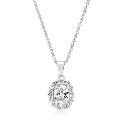 Kira Oval Halo CZ Pendant Necklace | 1.8ct