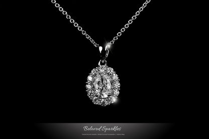 Kira Oval Halo CZ Pendant Necklace | 1.8ct