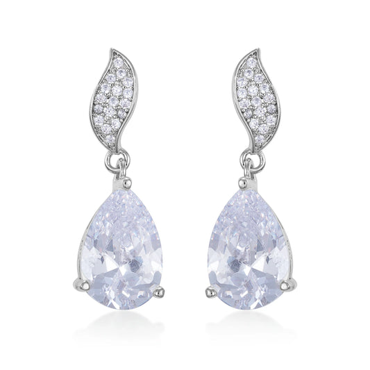 Helen 13x8mm Pear CZ Drop Dangle Earrings