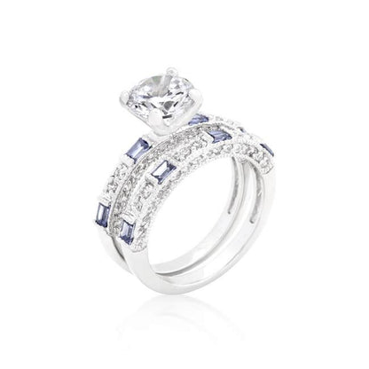 Hurley 2ct Round Tanzanite Baguette Engagement Ring Set | 4ct