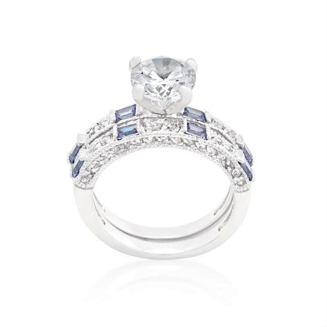 Hurley 2ct Round Tanzanite Baguette Engagement Ring Set | 4ct