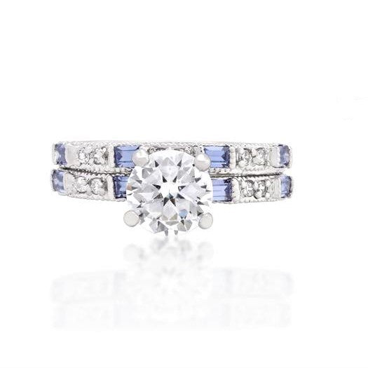 Hurley 2ct Round Tanzanite Baguette Engagement Ring Set | 4ct