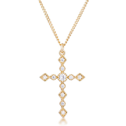 Ida Danity Art Deco CZ Silver Cross Pendant