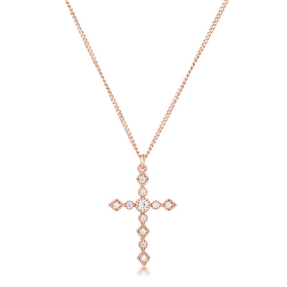 Jelana Vintage CZ Silver Cross Pendant