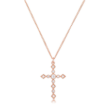 Ida Danity Art Deco CZ Gold Cross Pendant