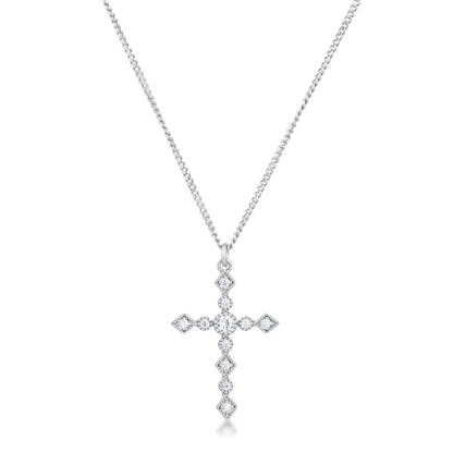 Ida Danity Art Deco CZ Gold Cross Pendant