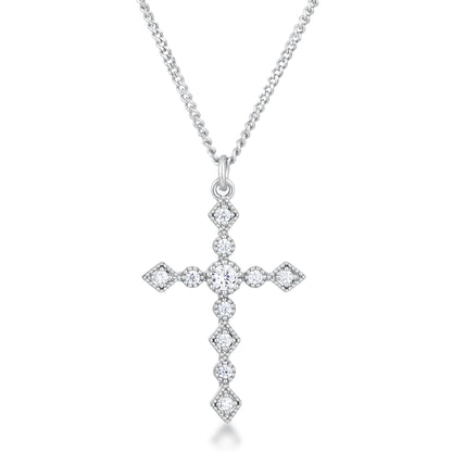 Ida Danity Art Deco CZ Silver Cross Pendant