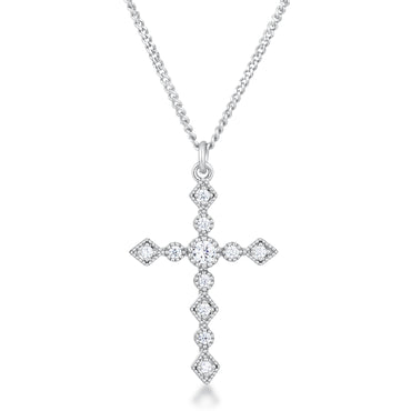 Ida Danity Art Deco CZ Gold Cross Pendant