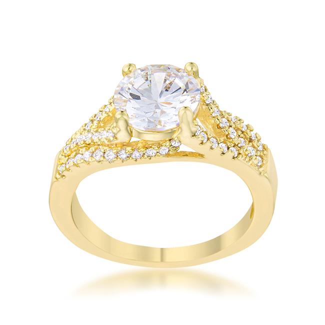 Irine Round CZ Gold Engagement Ring | 2.5ct | 14k Gold