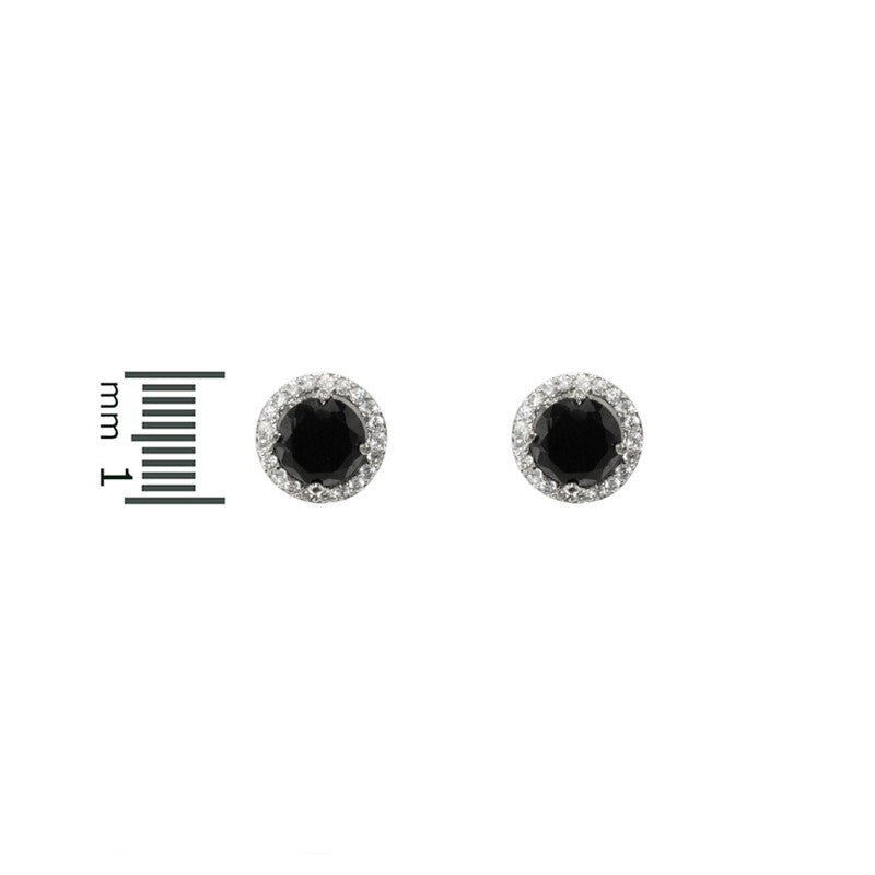 Isla Black Round Halo CZ Stud Earrings - 5mm | 0.75ct